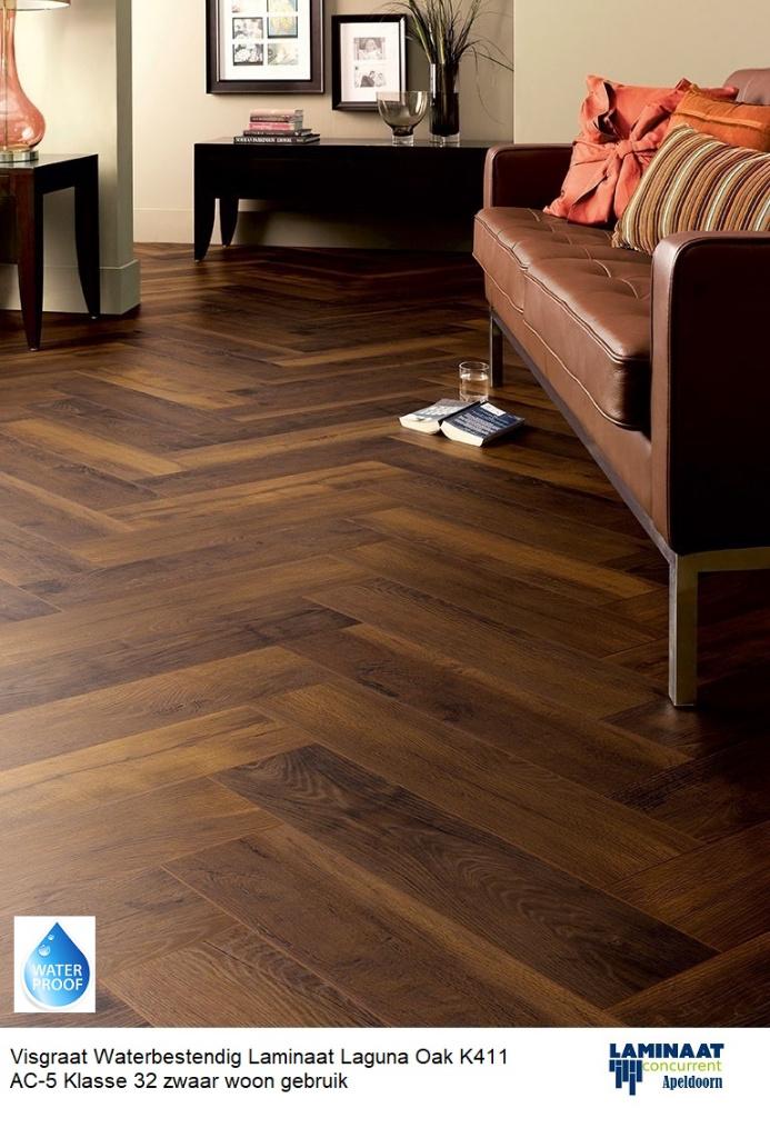 Waterbestendig Visgraat Laminaat Laguna Oak K411 €19,95m2