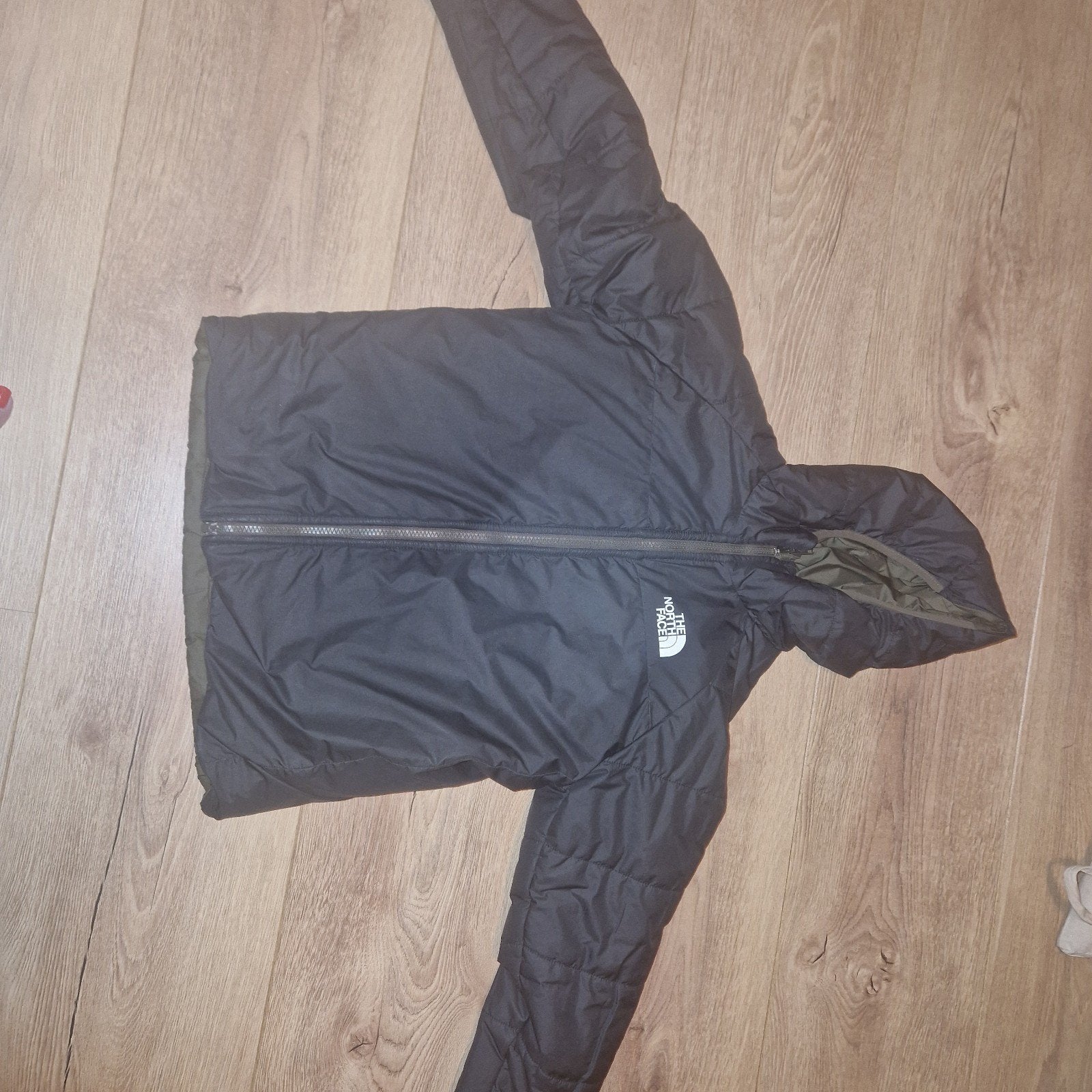 The North Face omkeerbare jas zwart/groen, maat 152/164, Ophalen of Verzenden, Zo goed als nieuw, Jongen