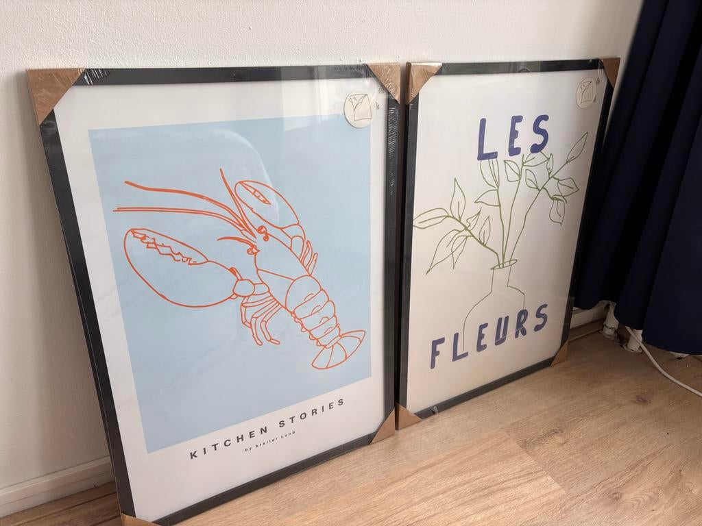 Nieuwe ingelijste posters (2 stuks), Ophalen, Rechthoekig Staand, Met lijst, Deurposter of groter