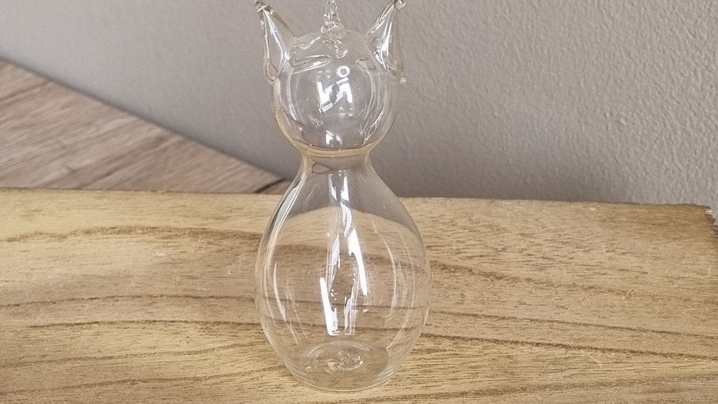 Mooi Vintage Poes / Kat Beeldje van Glas, Verzenden, Gebruikt, Hond of Kat, Beeldje of Figuurtje