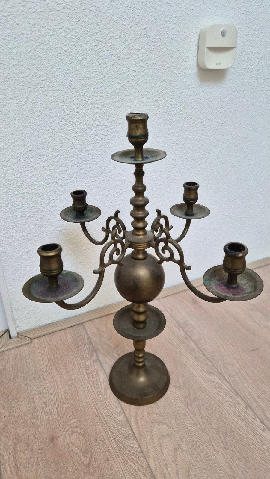 Messing kandelaar met 5 armen – Hollands/Vlaamse stijl, Ophalen, Koper of Brons