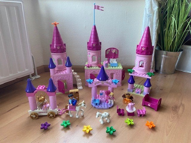 Duplo, groot roze kasteel prins prinses kar paard toren trap, Ophalen of Verzenden, Gebruikt, Duplo, Castle
