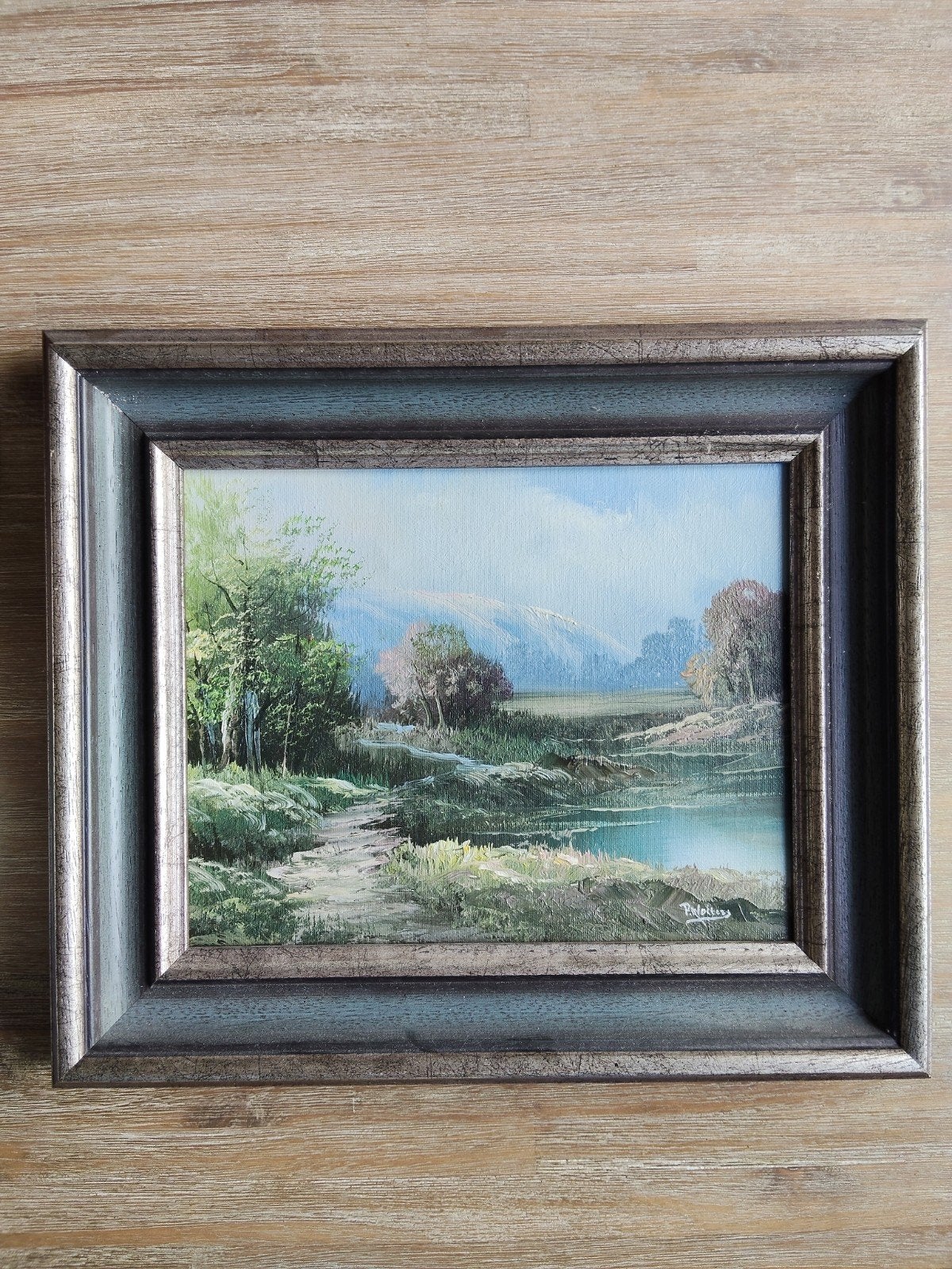 handgeschilderd klassiek landschapsschilderij van  P Wolters, Ophalen of Verzenden