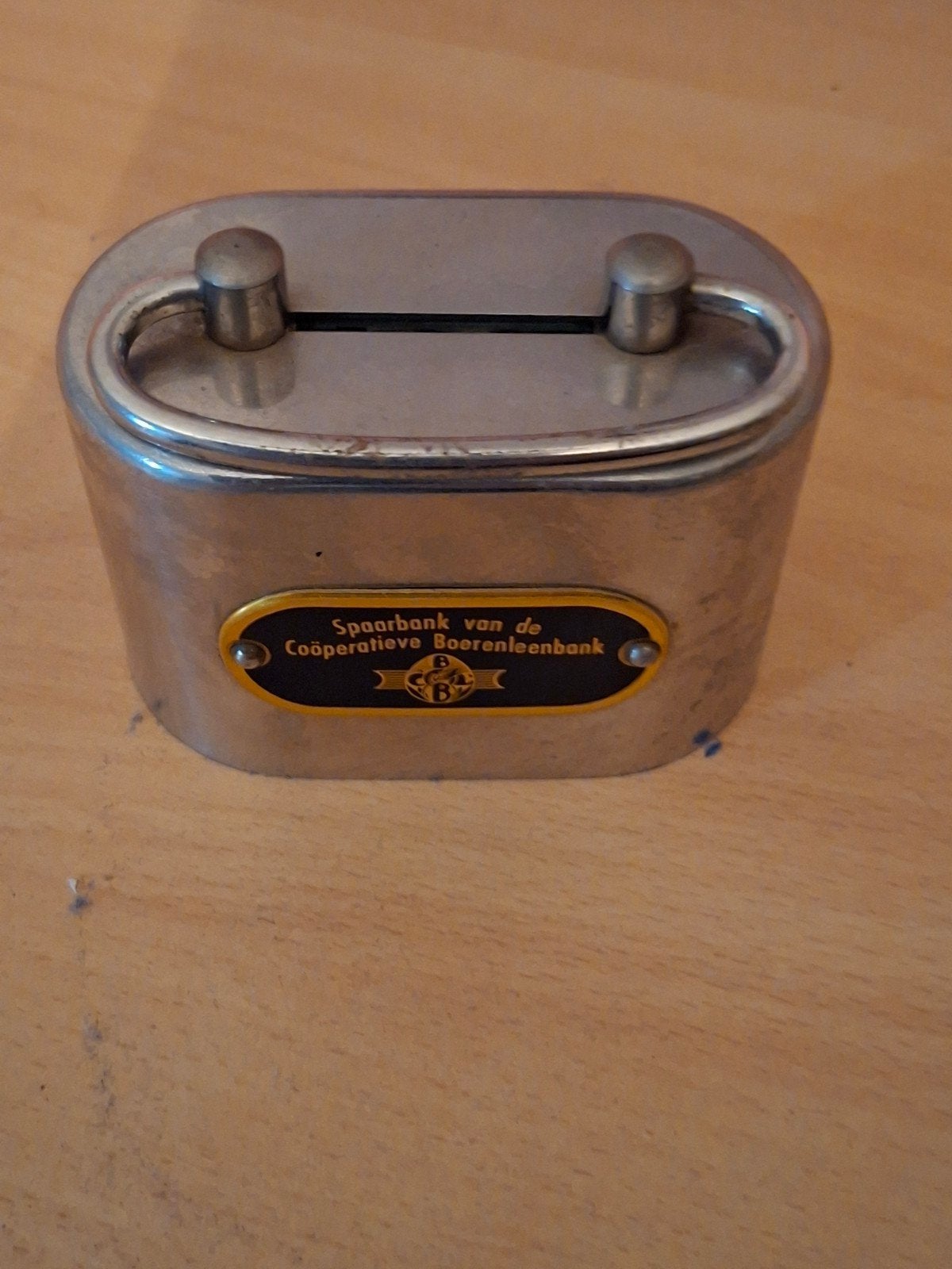 Vintage Spaarbank Coöperatieve Boerenleenbank Spaarpot, Ophalen of Verzenden, Gebruikt, Metaal of Blik, Overige thema's