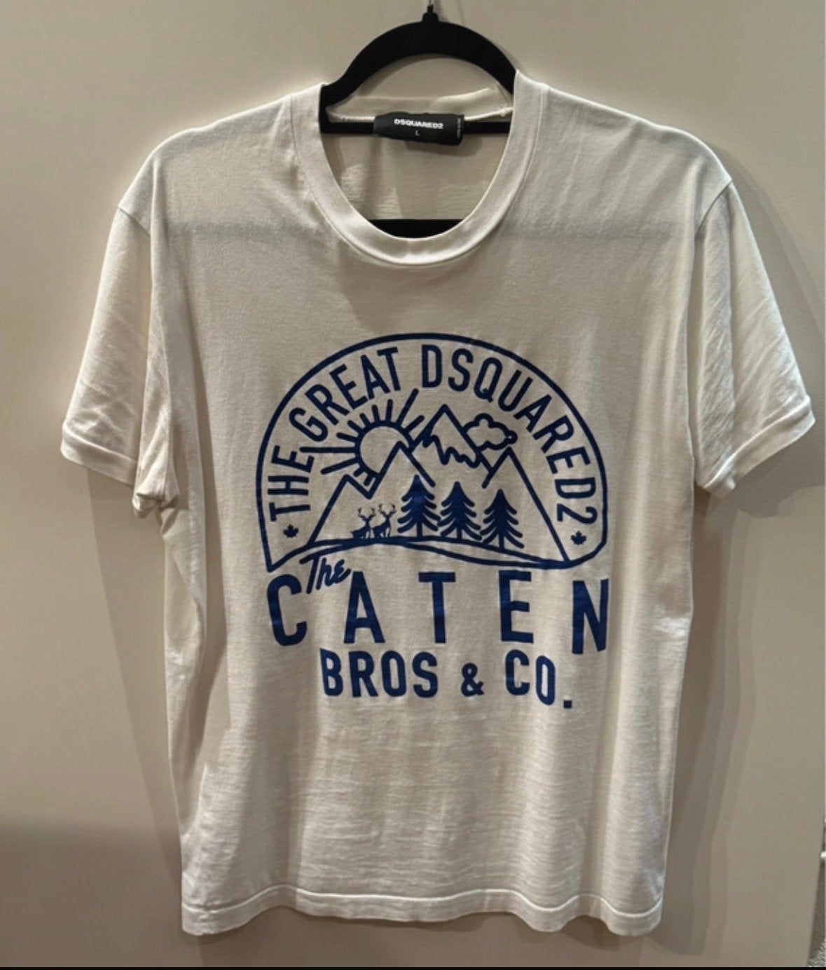 Dsquared2 T-shirt 'The Caten Bros & Co.' - Maat L, Ophalen of Verzenden, Zo goed als nieuw, Maat 48/50 (M), Wit