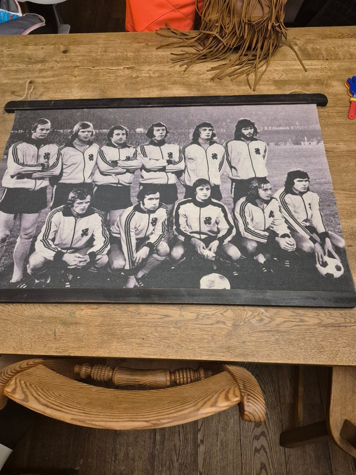 Vintage Oranje elftal doek - Jaren '70 voetbal, 50 – 75, Gebruikt, Overige typen, Ophalen of Verzenden