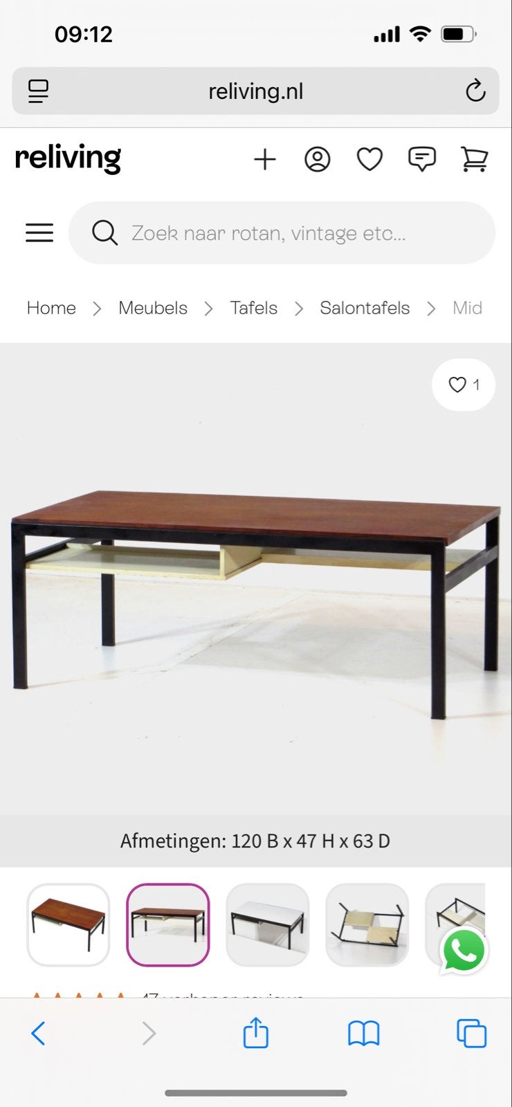 Vintage salontafel Cees Braakman voor Pastoe (1950s), Ophalen, Gebruikt, 50 tot 100 cm, 100 tot 150 cm