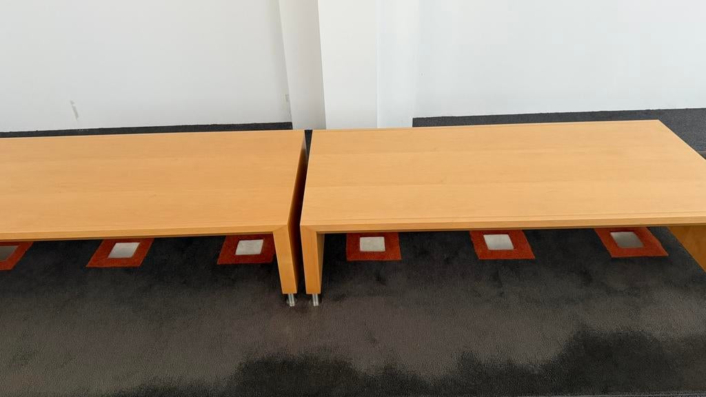 Salontafels 2 stuks ahorn, Ophalen, 100 tot 150 cm, Design, strak , modern, 50 tot 100 cm