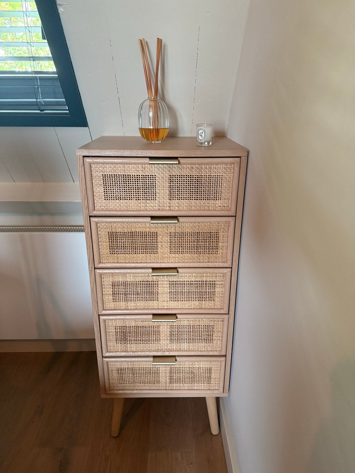 Ladekast met rotan lades, zo goed als nieuw, Huis en Inrichting, Ophalen, 5 laden of meer, 100 tot 150 cm, 50 tot 100 cm