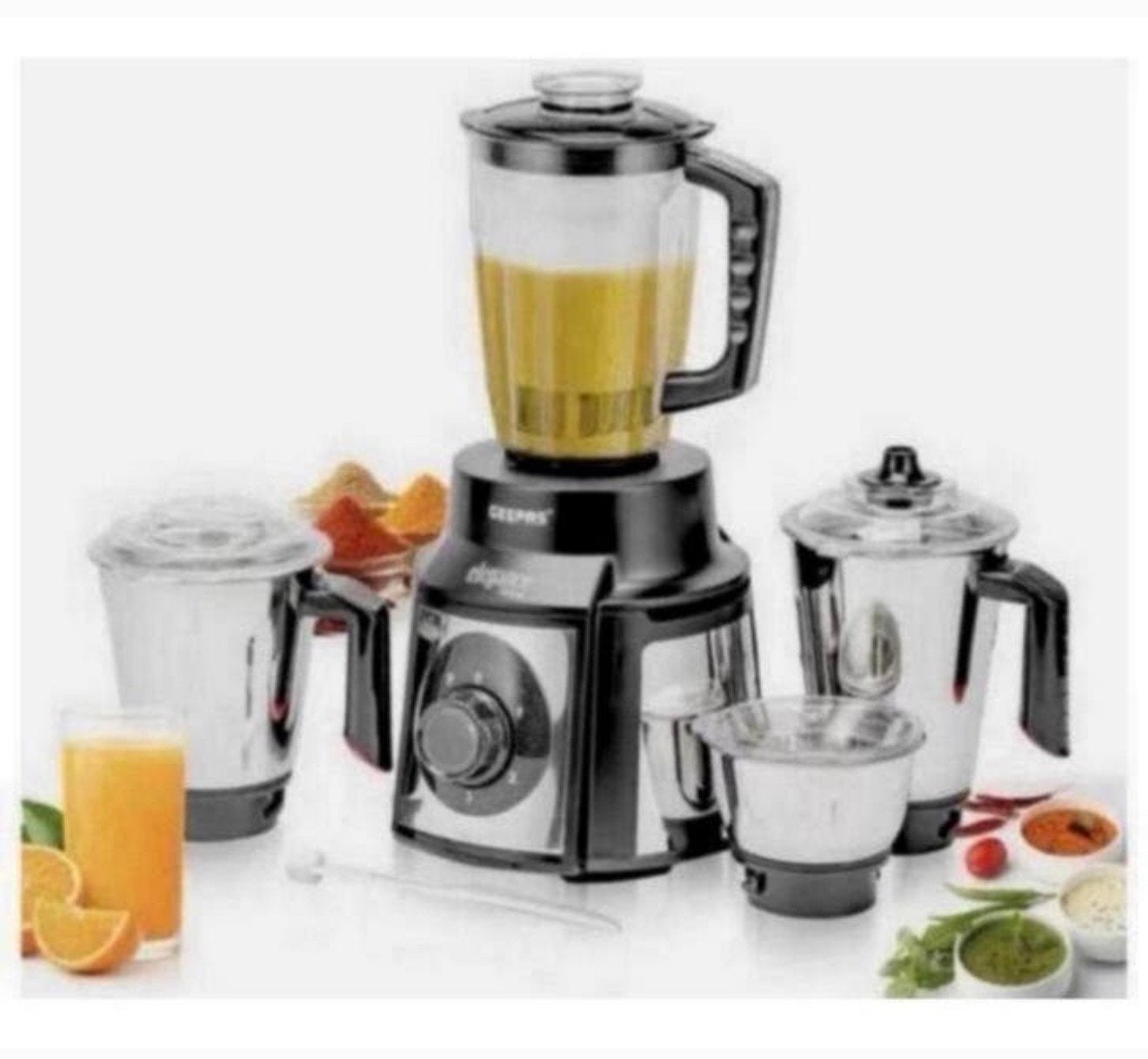 1000W SET 5-in-1 Mixer Blender Juicer 1.5L + bekers rvs, Nieuw, 3 snelheden of meer, Ophalen of Verzenden, H