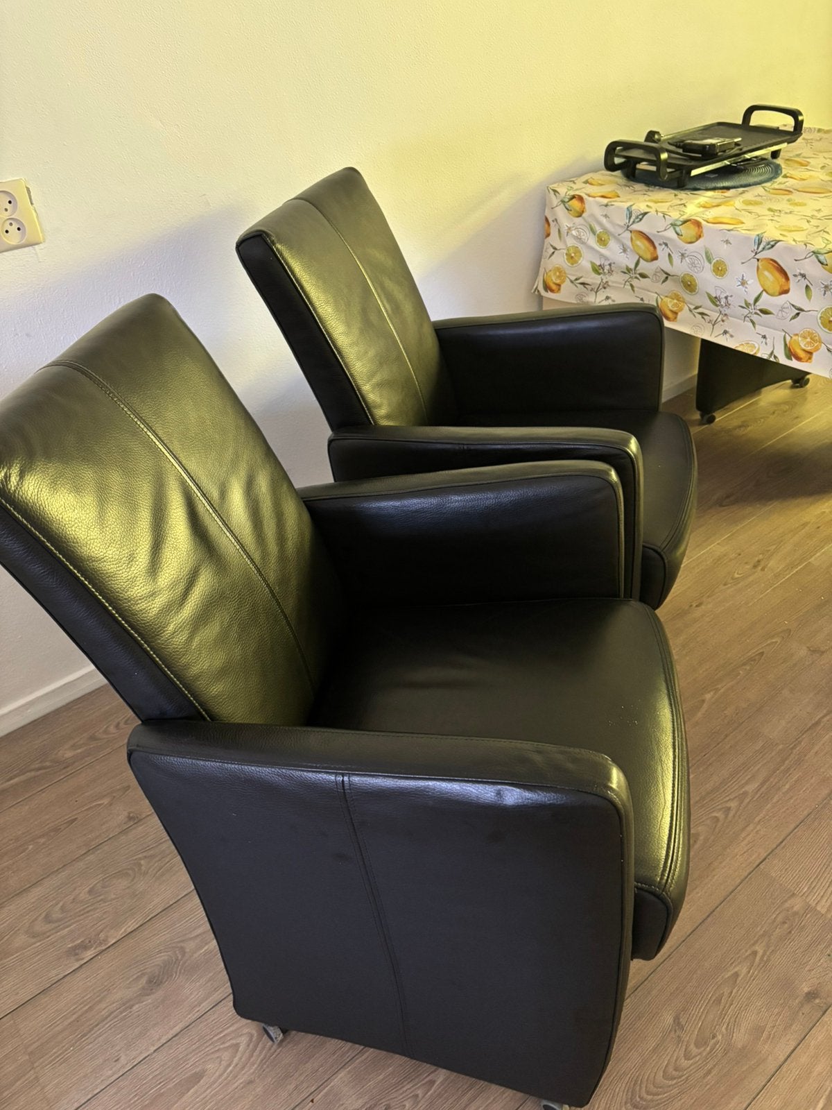 Echt leder eetkamer stoelen, Ophalen of Verzenden, Zo goed als nieuw, 75 tot 100 cm
