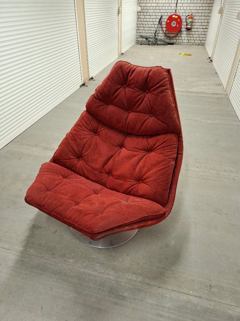 Vintage draaifauteuil - Rood  Artifort F588 fauteuil, Ophalen, Gebruikt, 75 tot 100 cm, Vintage, Retro