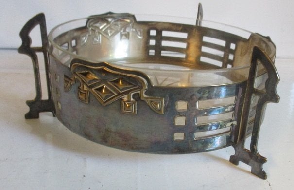 art nouveau fruitschaaltje verzilverden kristal GAB NS, Ophalen of Verzenden