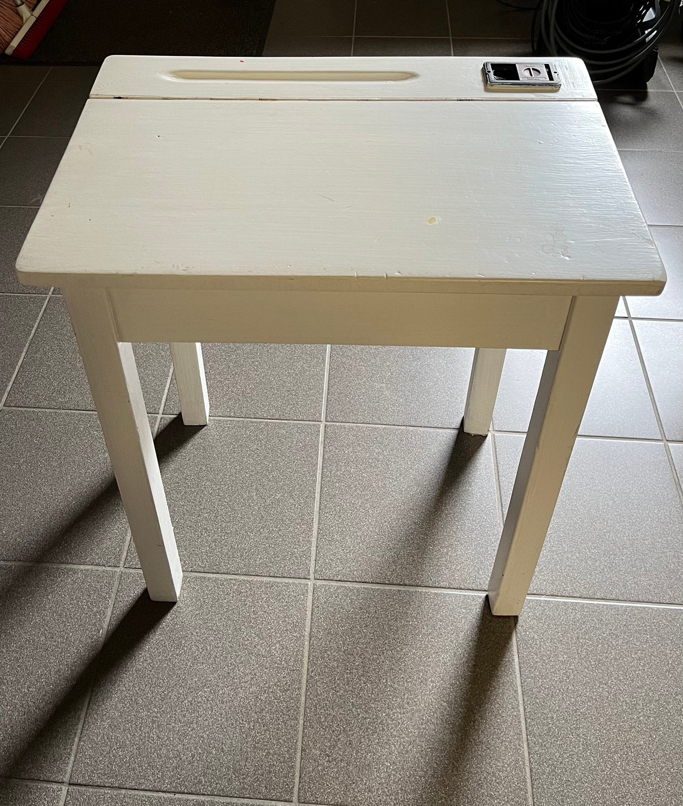 Vintage kinderlessenaar / houten schoolbankje, Ophalen, Gebruikt