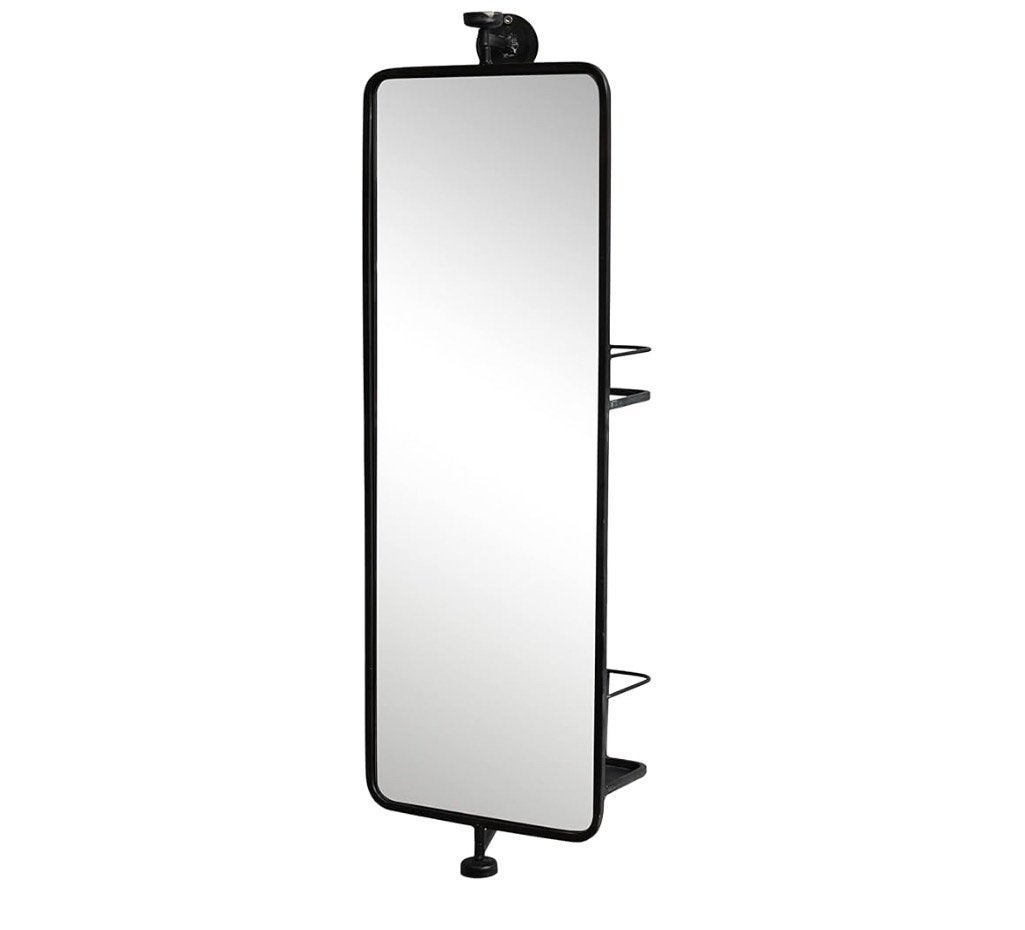 Industriële draaibare spiegel met metalen plankjes, Ophalen, Minder dan 50 cm, Gebruikt, 100 tot 150 cm