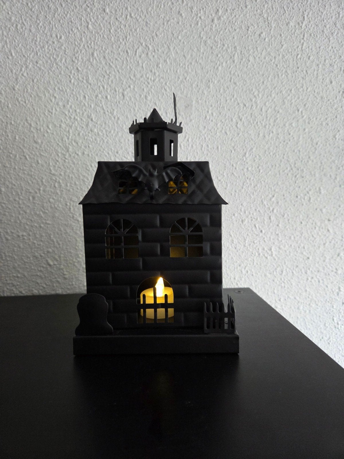 Halloween huisje met licht, Verzenden, Zwart, Waxinelichthouder, Nieuw