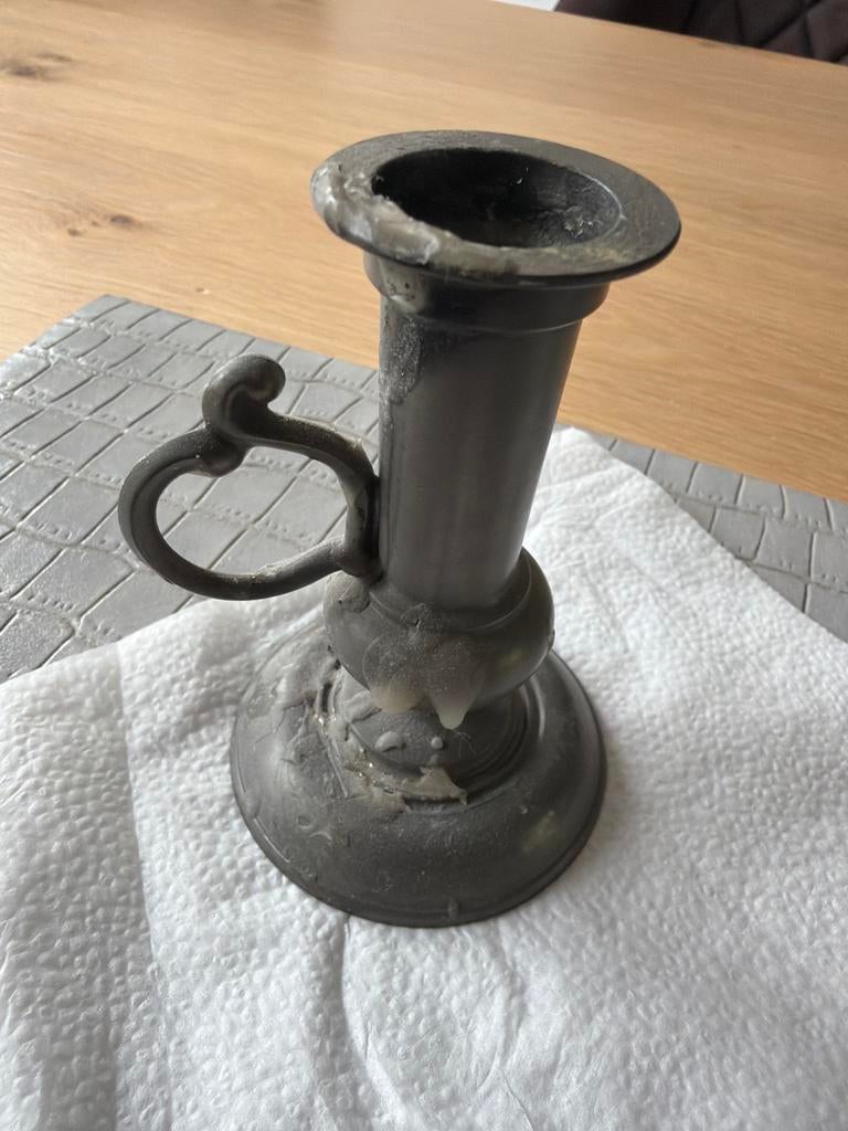 Vintage Tinnen Kaarsenstandaard - Metawa Holland, Ophalen, Overige materialen