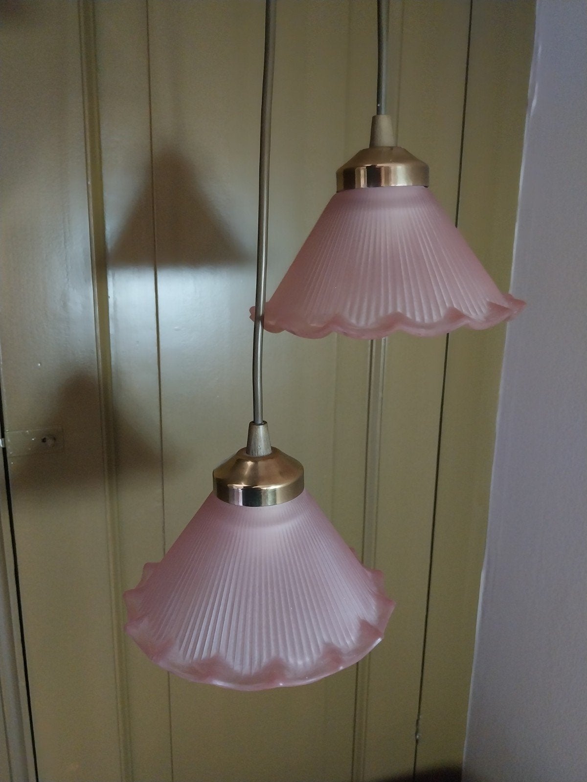Set van 2 matte glazen roze lampjes - Nieuwstaat, Ophalen, Zo goed als nieuw, Glas