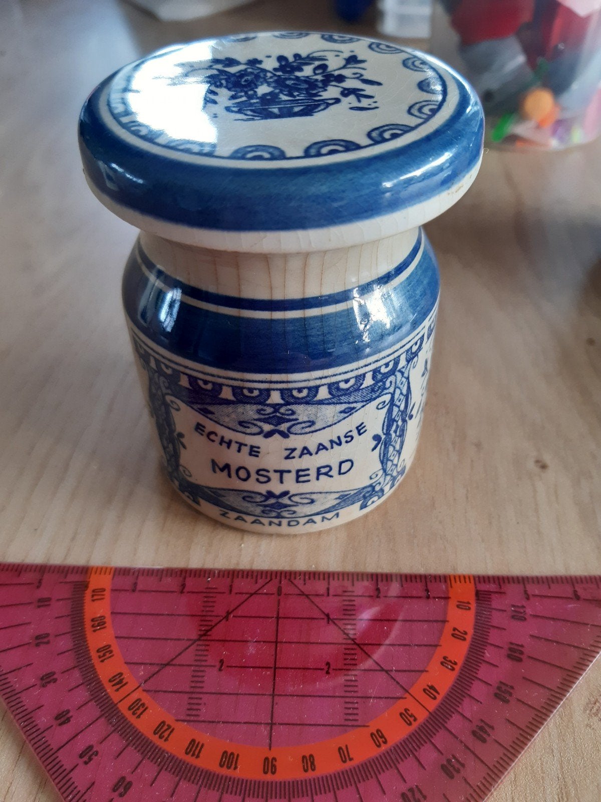 Antieke Delfts Blauwe Mosterdpot - Handbeschilderd, Antiek en Kunst, Ophalen of Verzenden