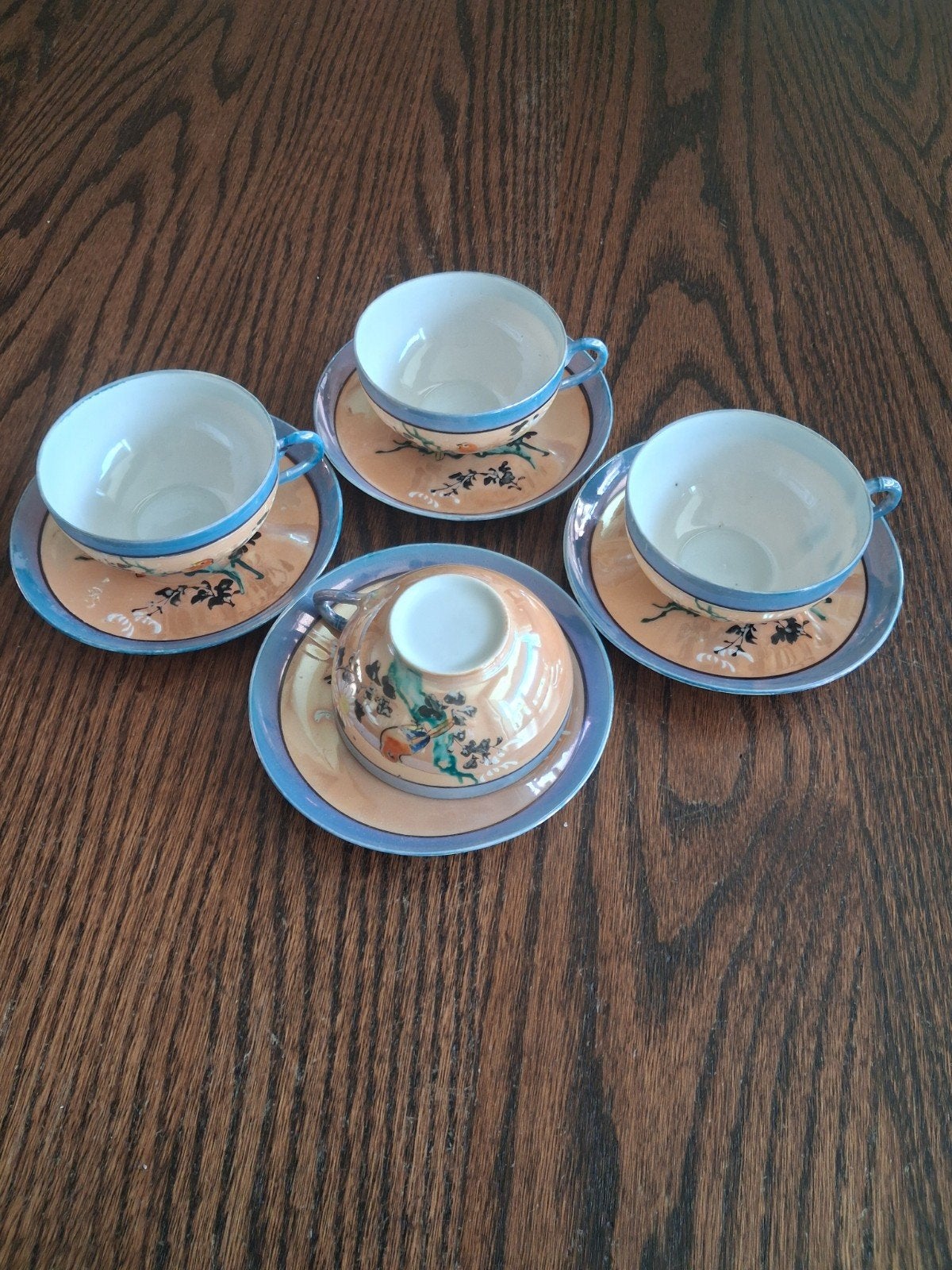 Vintage Japans theeservies met vogeldecoratie, Antiek en Kunst, Ophalen