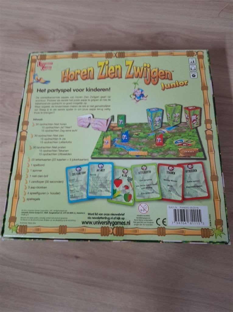 Horen zien Zwijgen Junior - s1879, Hobby en Vrije tijd, Gezelschapsspellen | Bordspellen, Verzenden, Zo goed als nieuw