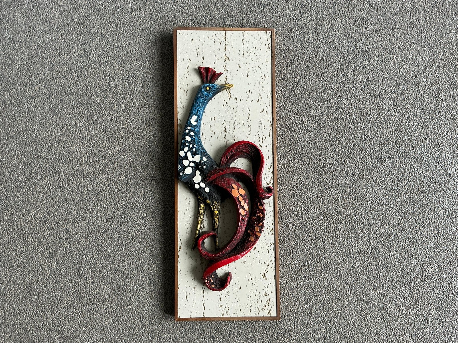 wanddecoratie keramiek reliëf pauw haan fazant muurpaneel, Ophalen of Verzenden, Zo goed als nieuw, Steen/keramiek