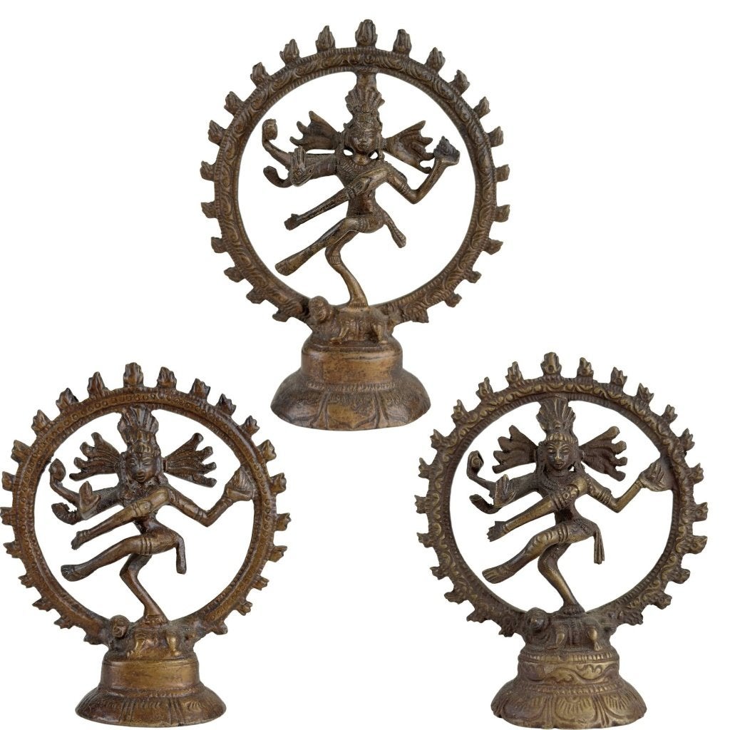 Shiva Nataraja – Indiaas brons – set van 3, Antiek en Kunst, India, Ophalen of Verzenden, Beeld, Brons