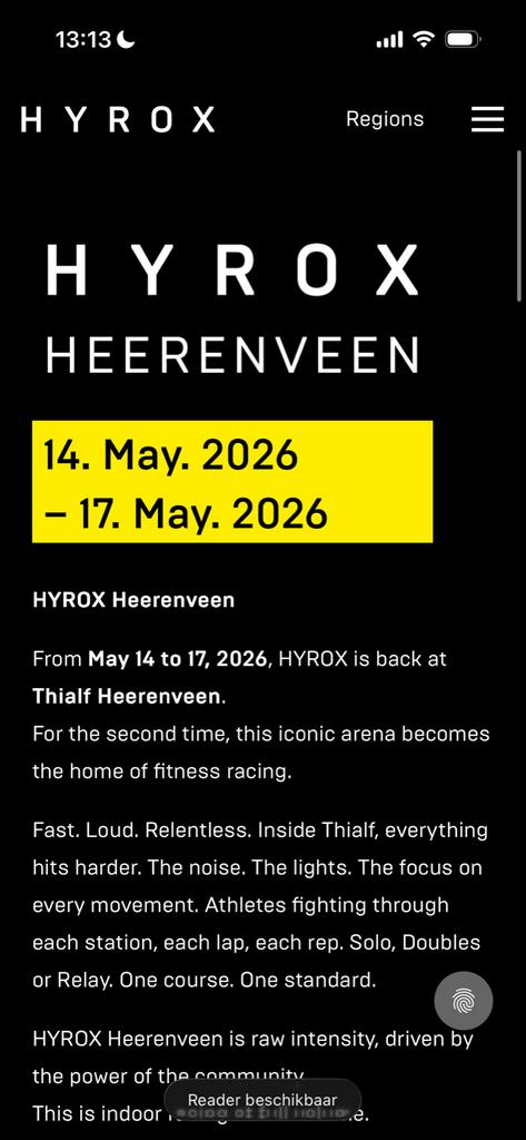 Hyrox herenveen man open zaterdag herenveen, Eén persoon