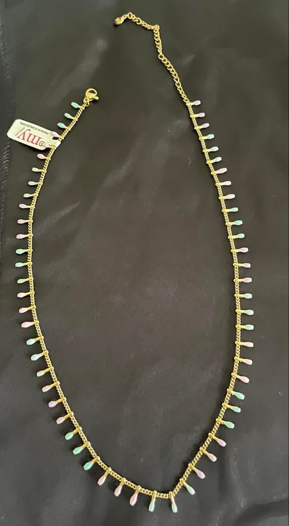 My Jewellery Gouden ketting met druppelhangers, Sieraden, Tassen en Uiterlijk, Kettingen, Overige kleuren, Nieuw, Ophalen of Verzenden
