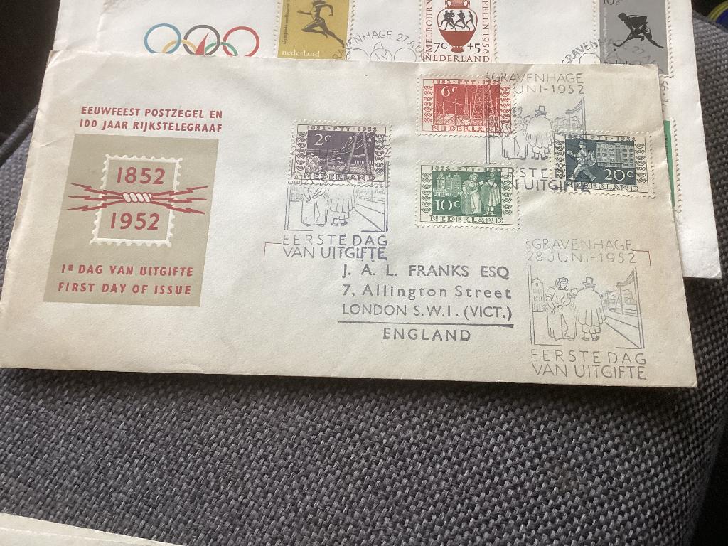No1843 E10 gelopen England 588-591 Nederland jaargangen fdc, Postzegels en Munten, Postzegels | Eerstedagenveloppen, Ophalen, Beschreven