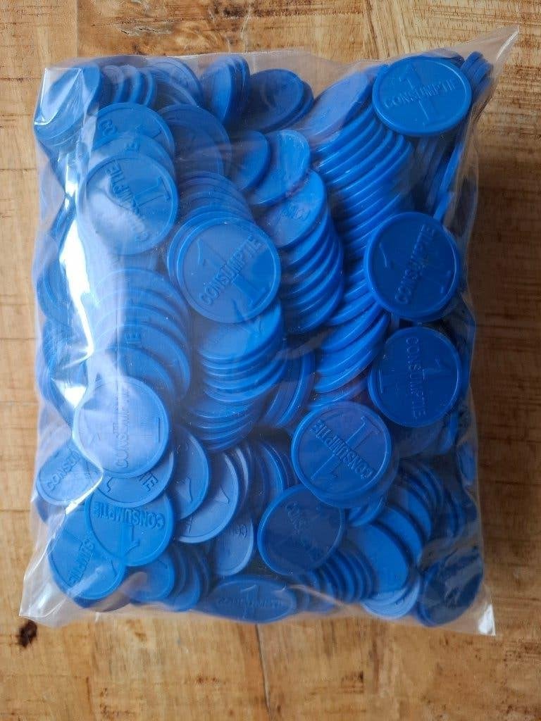 Consumptiemunten Blauw - 1 Consumptie, 500 stuks, Ophalen of Verzenden, Gebruikt