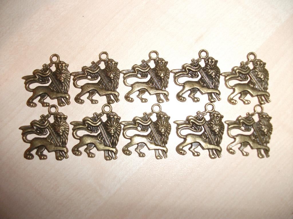 Setje van 10 bronskleurige leeuwen bedeltjes hangers, Overige merken, Overige materialen, Nieuw, Ophalen of Verzenden