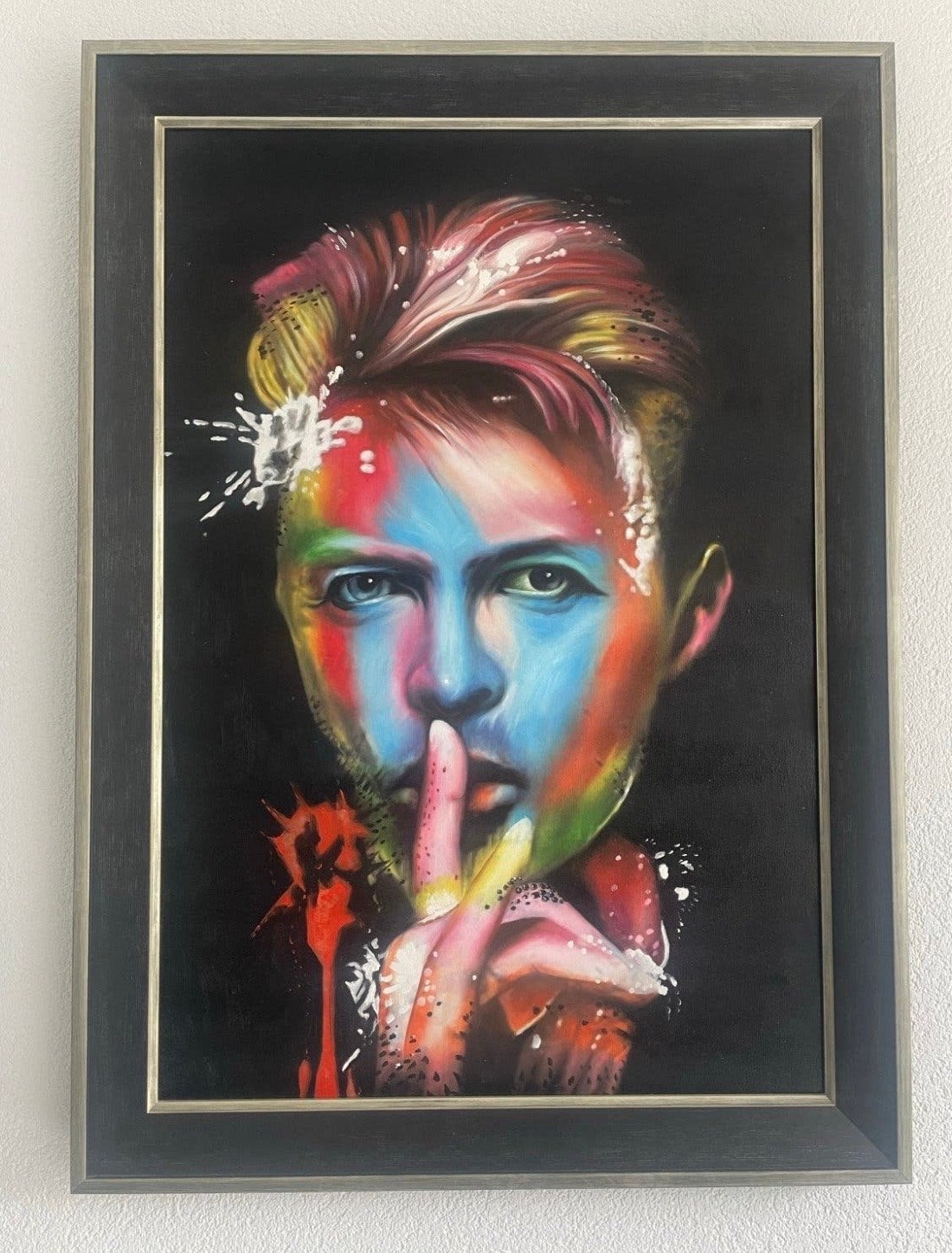David Bowie Pop Art schilderij, Ophalen, Acrylverf, Handgeschilderd, Portret