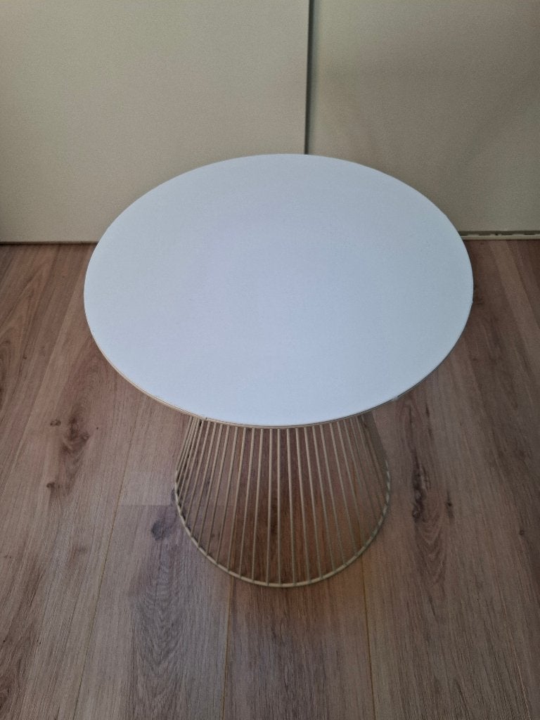 Bijzettafel klein - Witte draadstaal tafel zandloper, Minder dan 55 cm, Gebruikt, Metaal of Aluminium, Rond