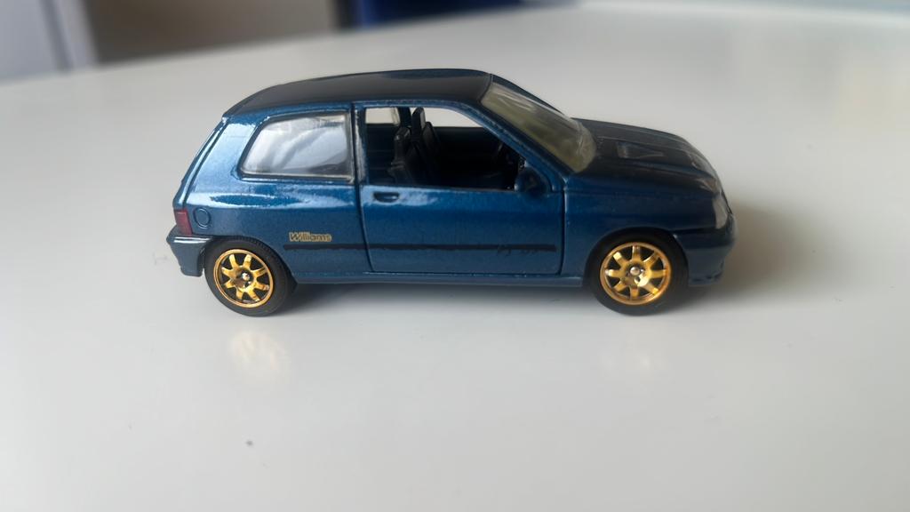 Solido - Renault Clio Williams - Blauw met gouden velgen, Ophalen of Verzenden, Zo goed als nieuw, Auto, Overige merken