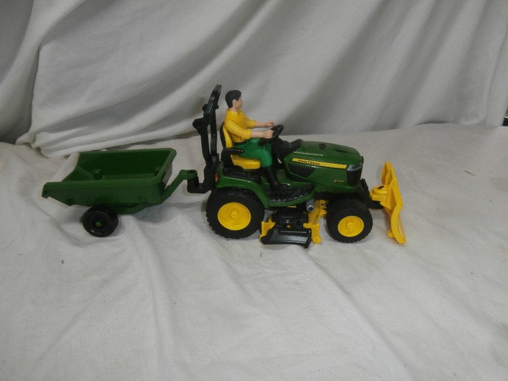 Bruder John Deere X949 zitmaaier met schuif en kiepkar, Ophalen, Gebruikt