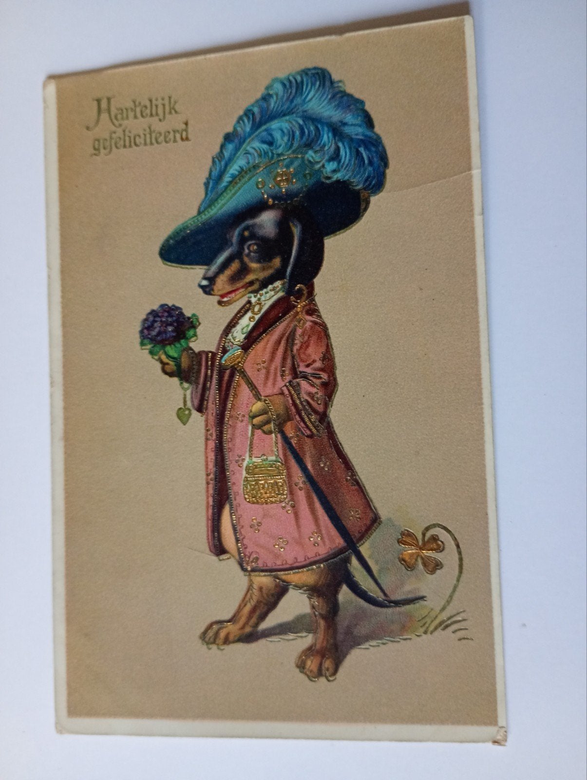 Fantasiekaart Hond Teckel 1912, Ophalen of Verzenden, Voor 1920, Gelopen, Hond of Kat