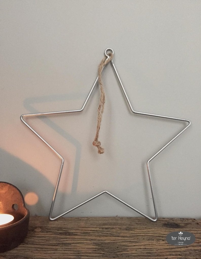 Metalen zilveren ster 28 38 50 cm kerst zilver stoer sober, Verzenden, Nieuw, Zilver, Metaal