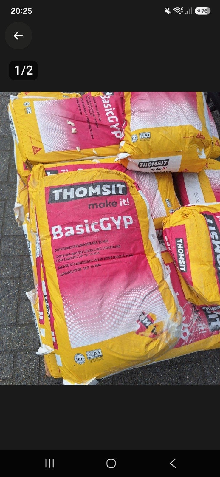 20 zakken Thomsit egaline op gipsbasis, Ophalen of Verzenden, Nieuw, Overige typen