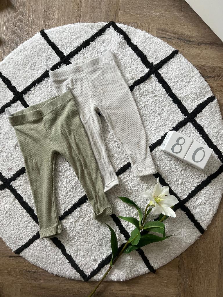 Goed 2x Zeeman wit groen legging broek jogger 80 set baby, Zeeman, Gebruikt, Broekje, Jongetje of Meisje