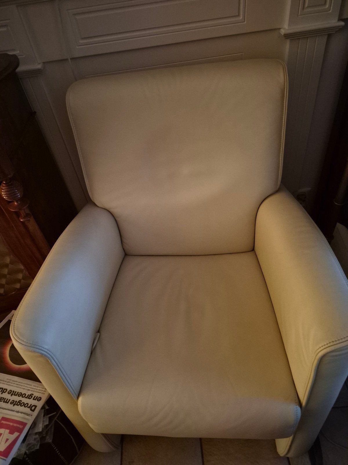 Ecrukleurige stoel, Huis en Inrichting, Fauteuils, Ophalen, Zo goed als nieuw, Minder dan 75 cm, Minder dan 50 cm