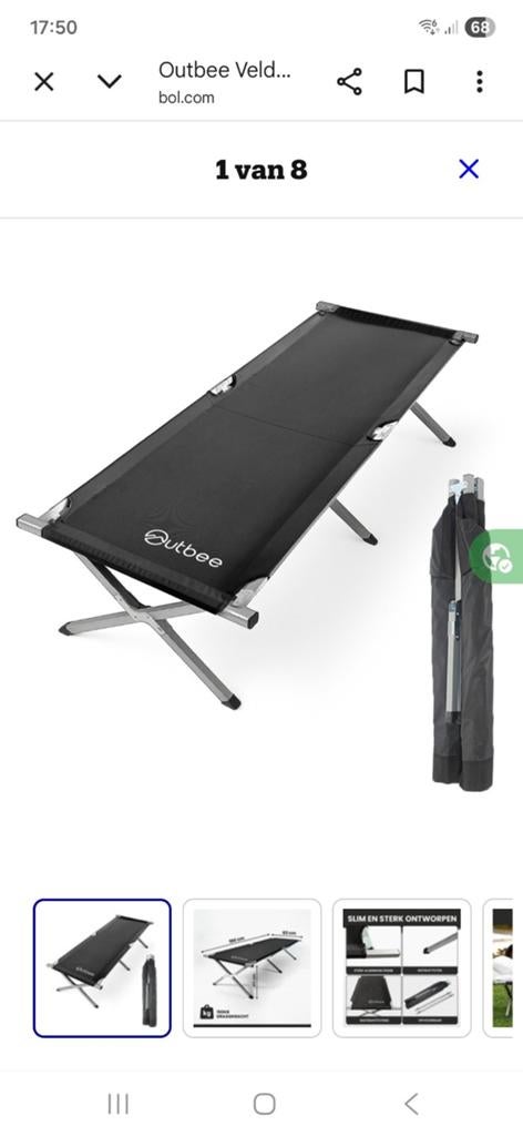 Stretcher - Opvouwbaar bed - Campingbed met draagtas - Draag, Ophalen