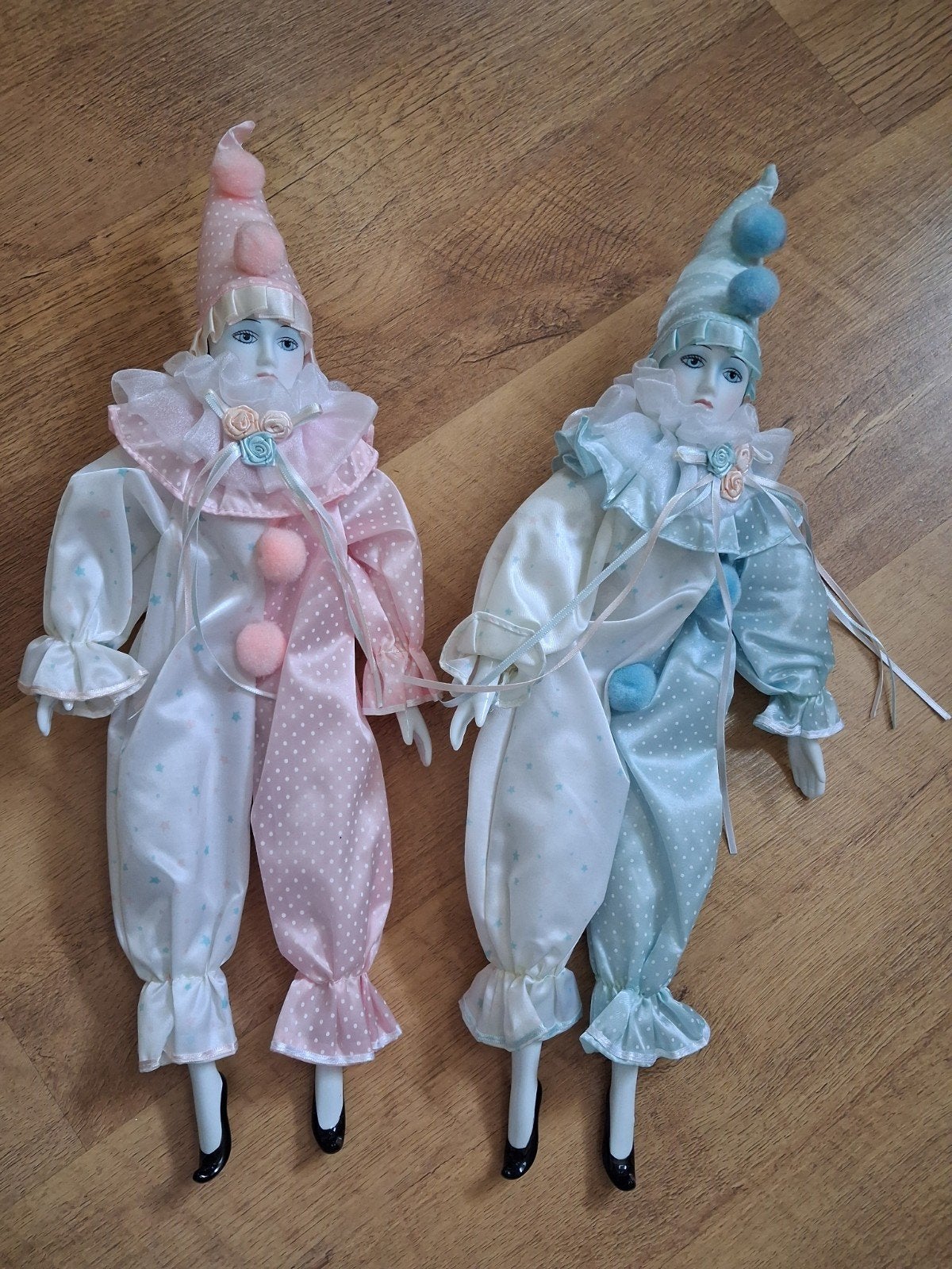 Set van 2 Porseleinen Harlekijn/ Pierrot Poppen, Ophalen, Pop