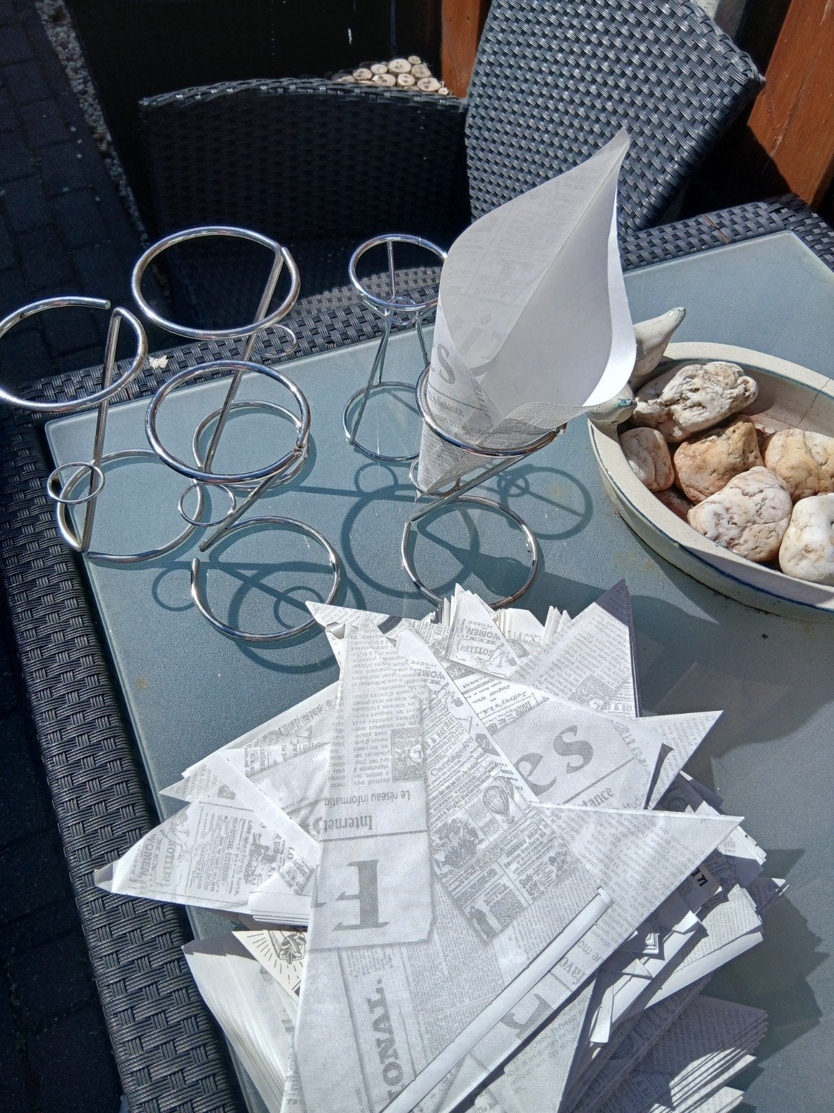 Frietbakjes houders met papieren puntzakken, Overige typen, Ophalen of Verzenden, Metaal, Overige merken