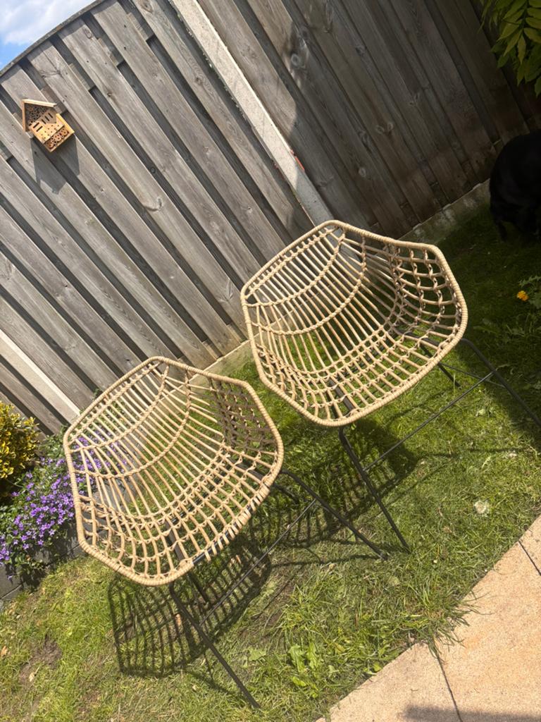 2x Rotan tuinstoelen, Tuin en Terras, Tuinstoelen, Ophalen, Gebruikt, Rotan