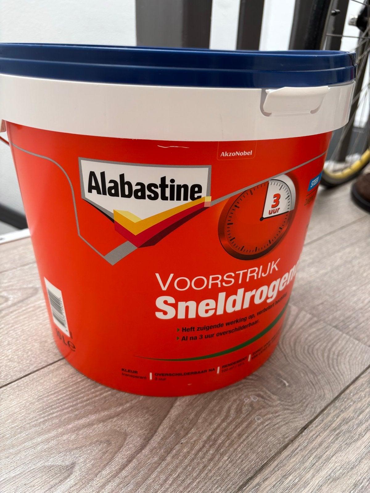 Bijna volle emmer Alabastine Voorstrijk Sneldrogend, Ophalen, 5 tot 10 liter, Wit, Verf