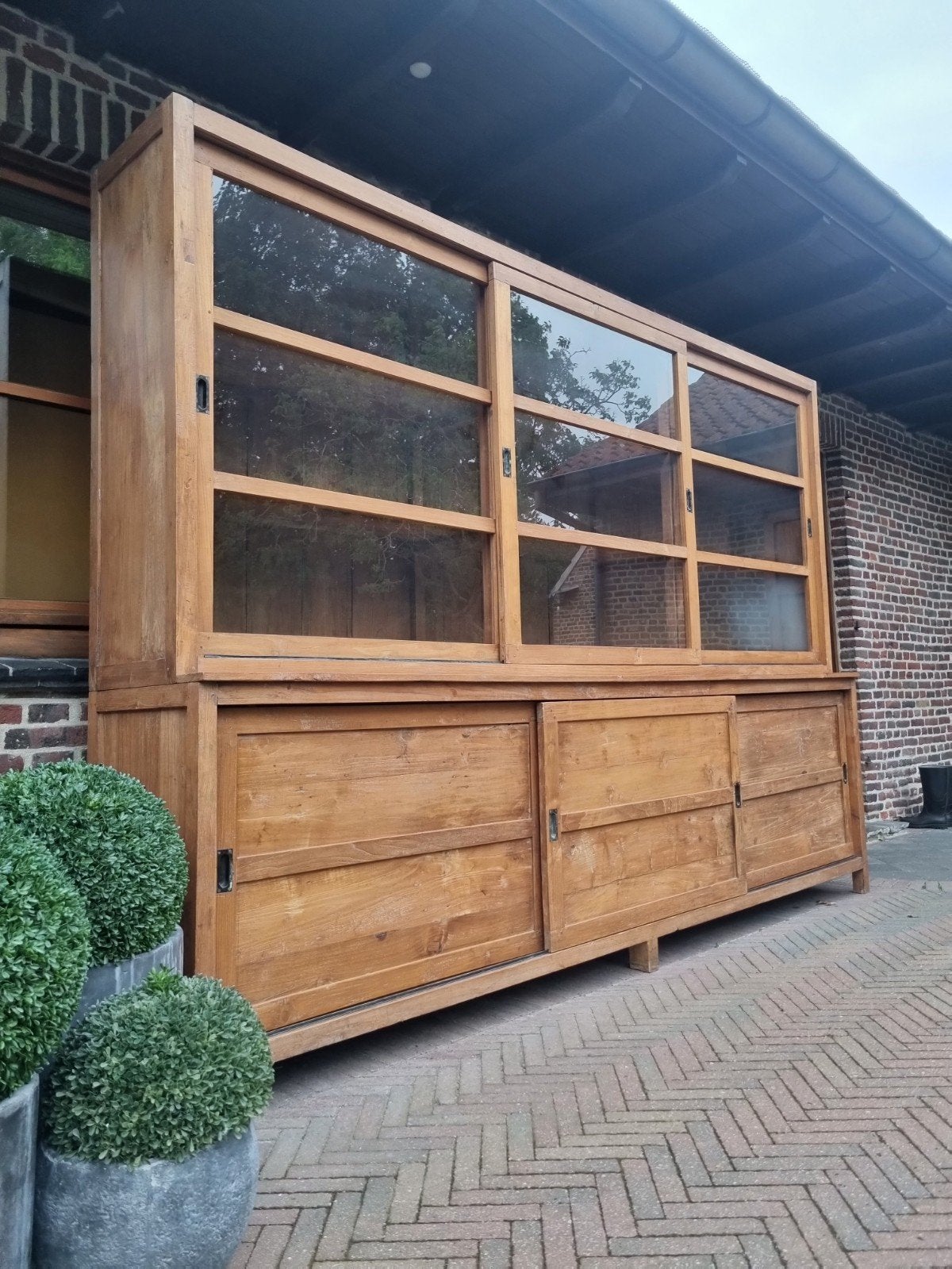Teak 300 cm buffetkast/vitrinekast GRATIS LEVERING, Ophalen, 200 cm of meer, Landelijk  modern, Teakhout