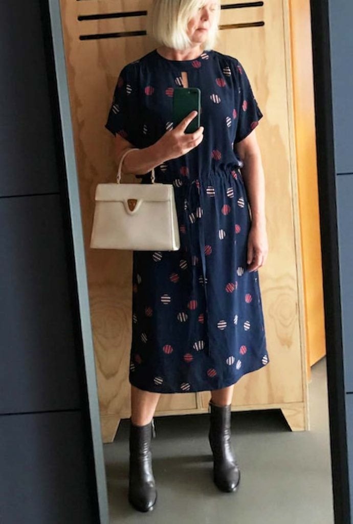 Vintage CELINE designer dress | 100% zijde | mt 42,/44, Kleding | Dames, Blauw, Céline, Maat 42/44 (L), Ophalen of Verzenden