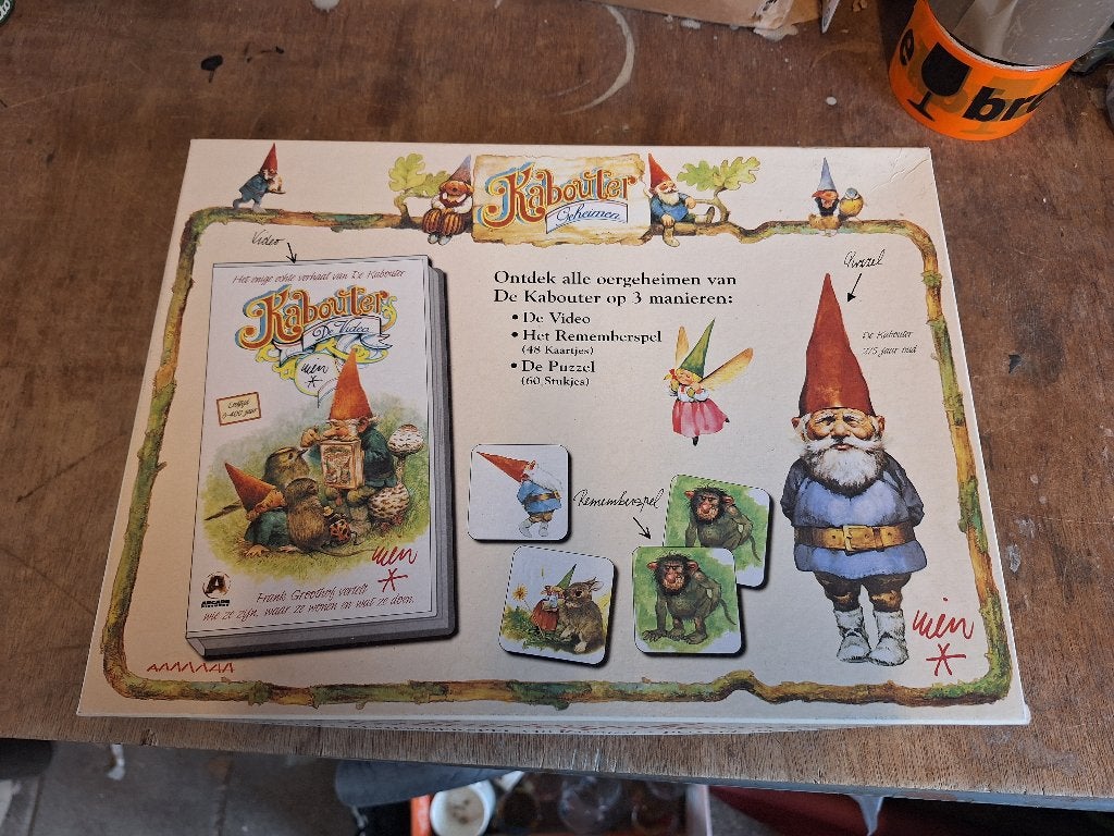 Vintage bordspel + VHS David de Kabouter geheimen jaren 80, Ophalen of Verzenden, Gebruikt