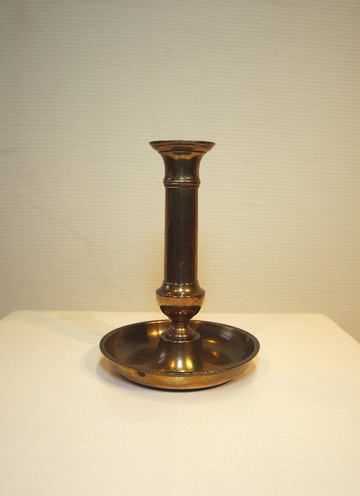 Antieke koperen schuifkandelaar, Ophalen of Verzenden, Koper of Brons